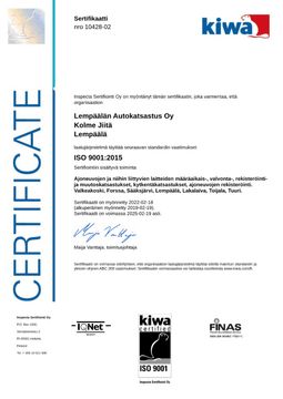 Kiwa certificate